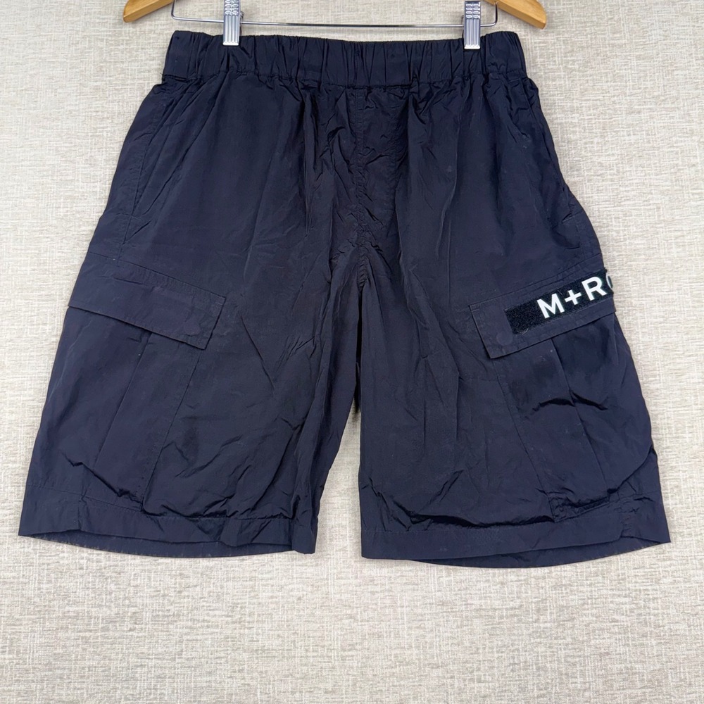 MRC Noir Mens Medium Black Cargo Shorts Elastic Waist Streetwear Style